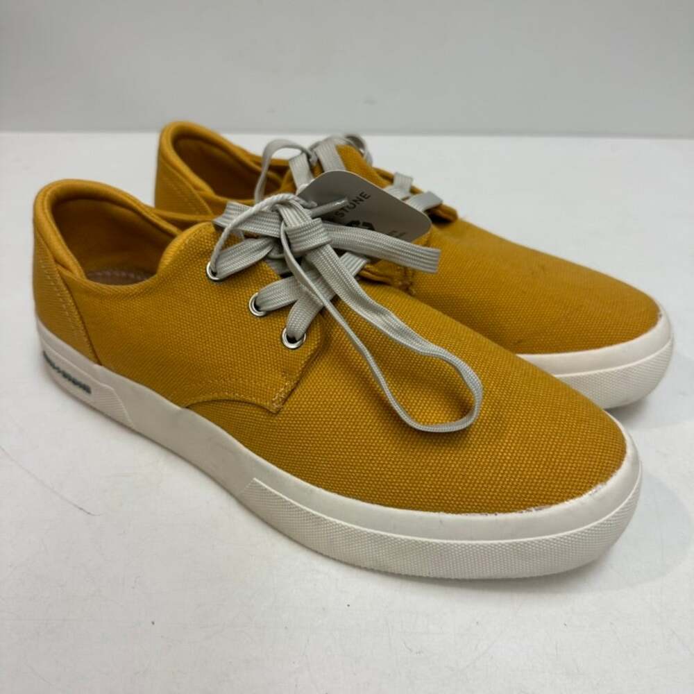 NWT Sun + Stone Men's Kiva Lace-Up Core Sneakers Mustard Yellow Resort Preppy 8